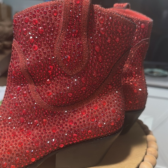 Jessica Simpson RED Glitter boots size 7 - Picture 10 of 12